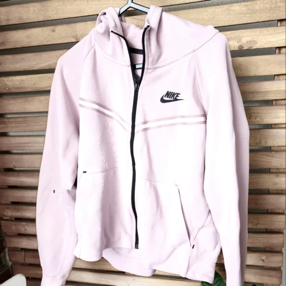 NIKE Size Small Windrunner Tech fleece full zip pale muted pink hoodie - Picture 2 of 11